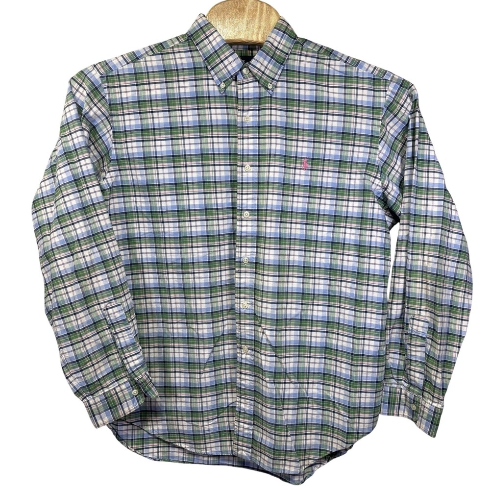 Ralph Lauren Shirt Mens XL Green Plaid Long Sleeve Button Down Classic Fit